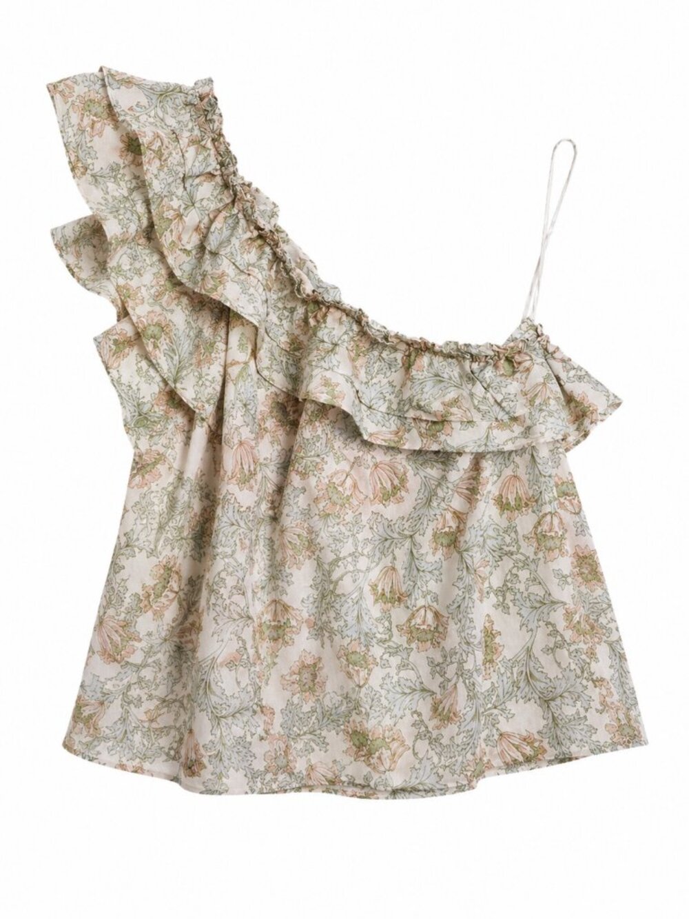 Happy Nature One Shoulder Floral Ruffle Top Women’s Medium Cottagecore Boho - Picture 2 of 8